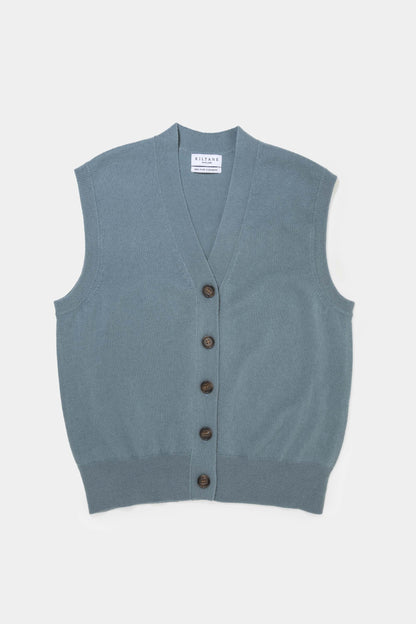 The Shore Cashmere Waistcoat - Forth Blue