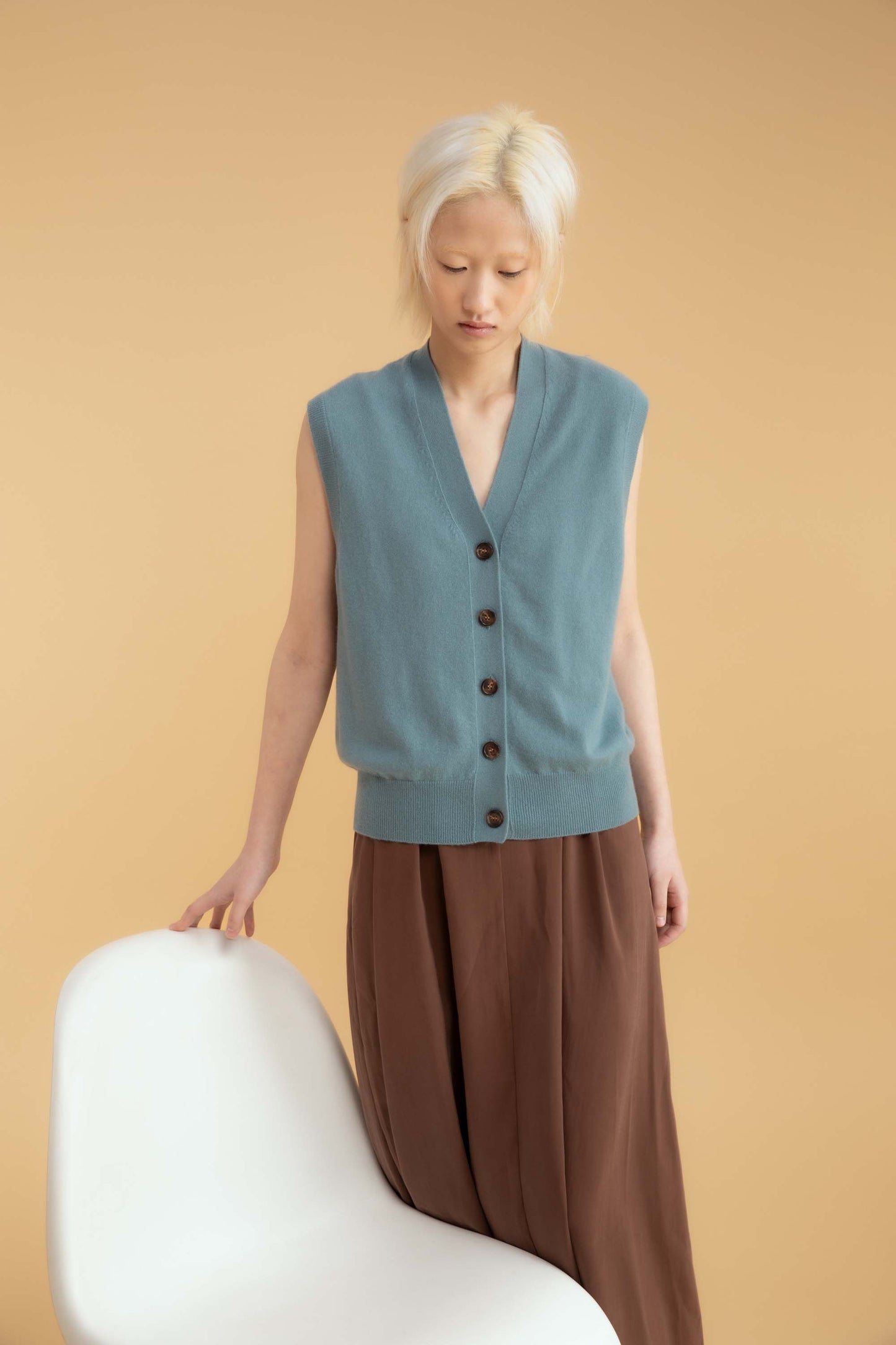 The Shore Cashmere Waistcoat - Forth Blue