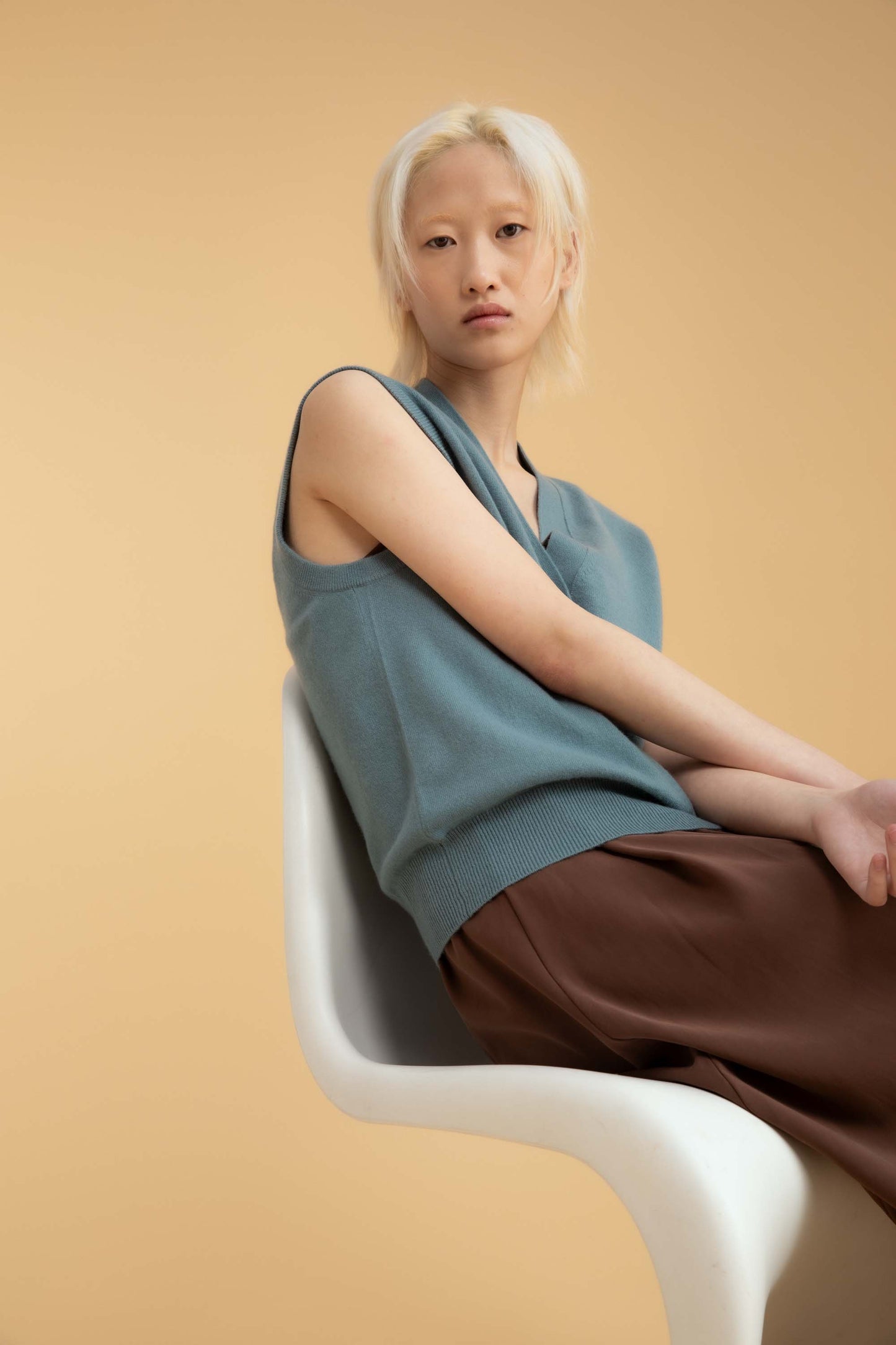 The Shore Cashmere Waistcoat - Forth Blue