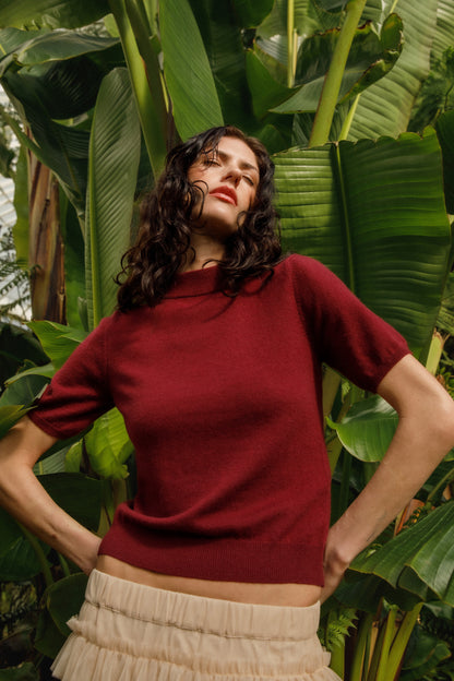 Trinity Cashmere T-Shirt - Burgundy