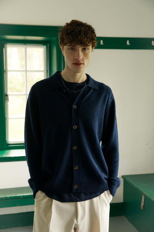 Unisex Baseball Cashmere Jacket - Classic Navy