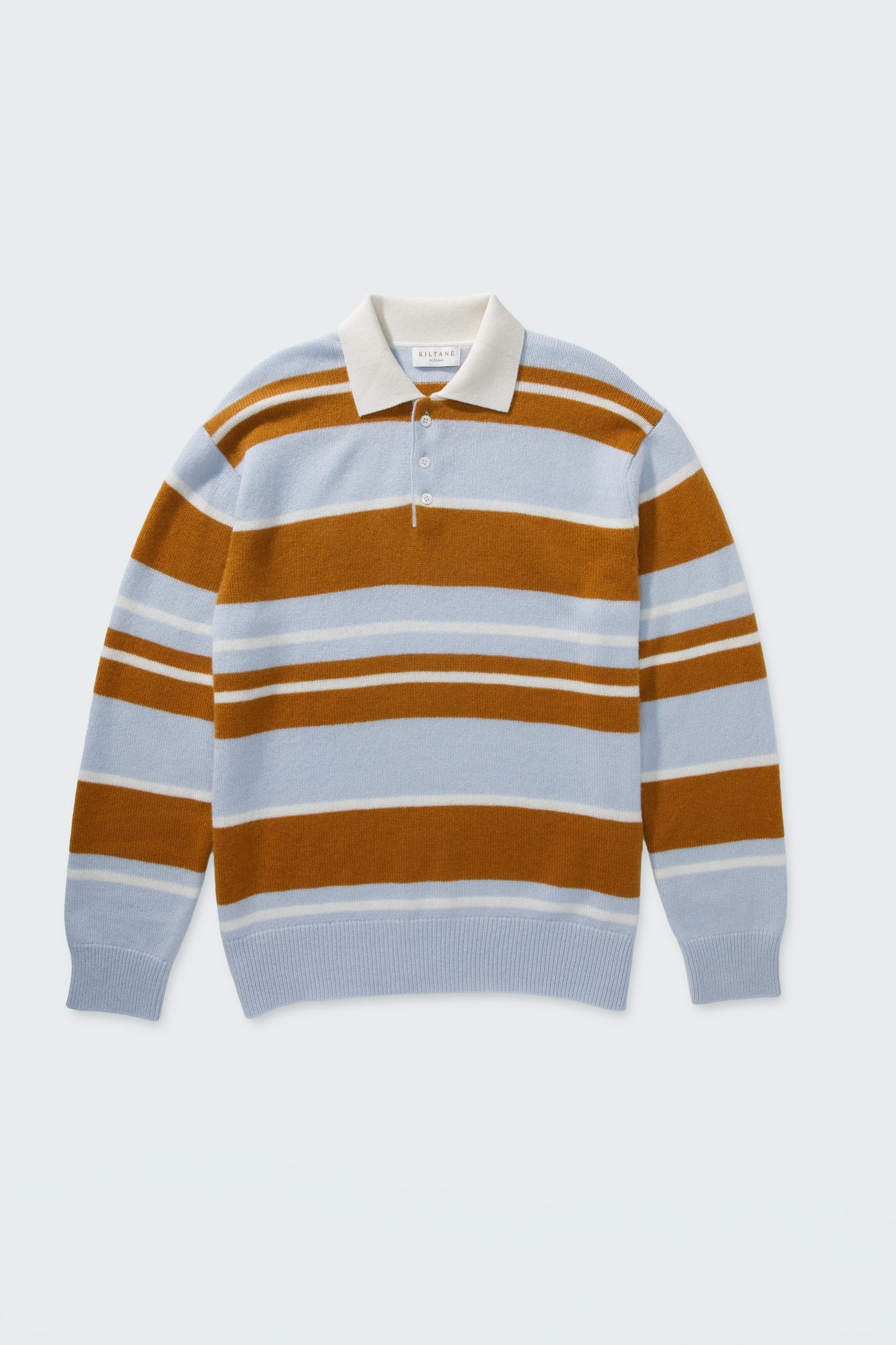 Unisex Stripe Rugby Cashmere Shirt - Blue Aura