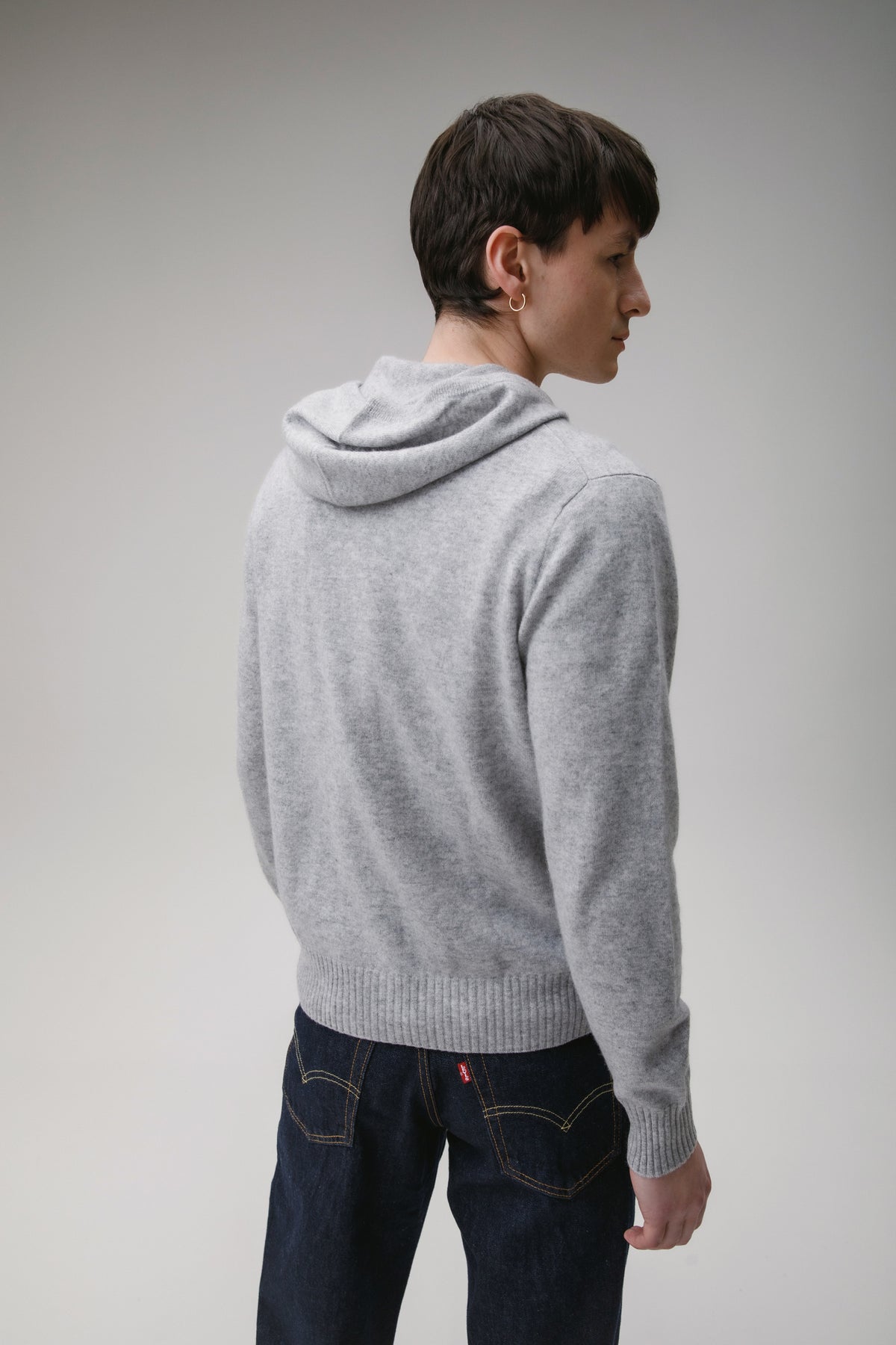 Unisex Cashmere Zip Hoodie - Light Grey