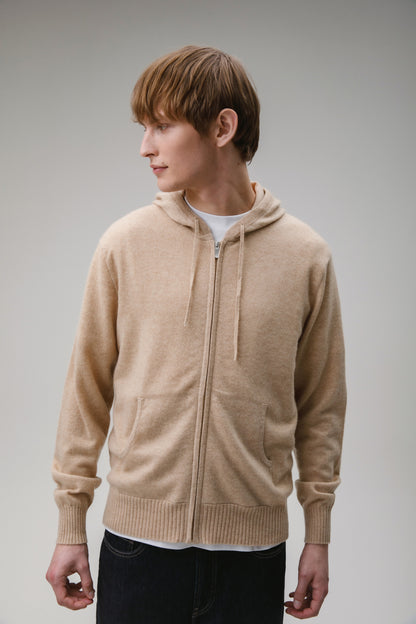Unisex Cashmere Zip Hoodie - Vicuna