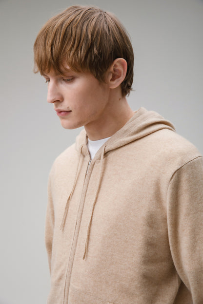 Unisex Cashmere Zip Hoodie - Vicuna