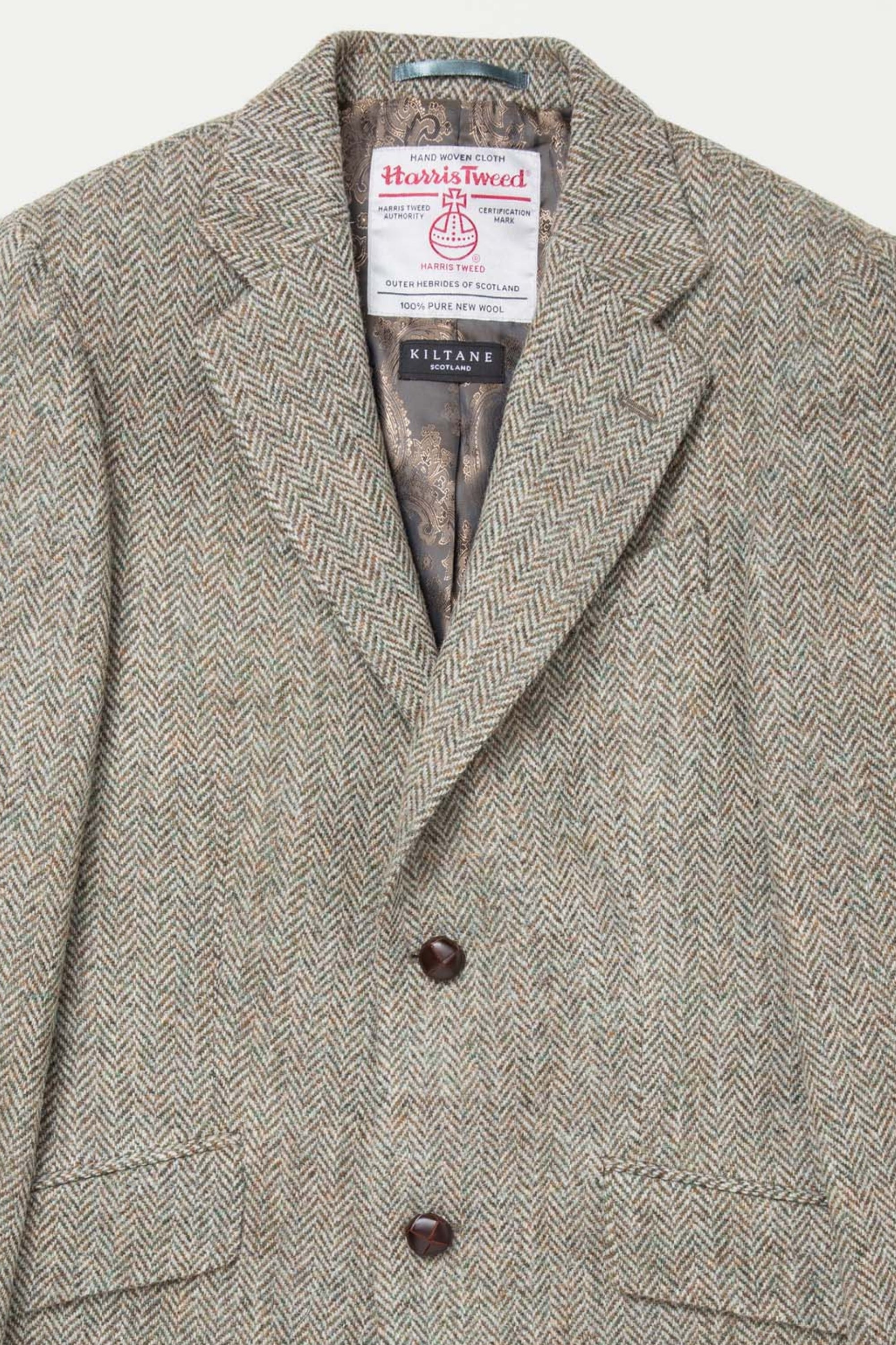 Men's Harris Tweed Finlay Jacket - Green Lovat Herringbone – Kiltane