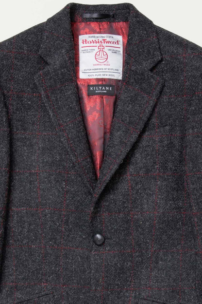 Men's Harris Tweed Patrick Jacket - Charcoal Red Check