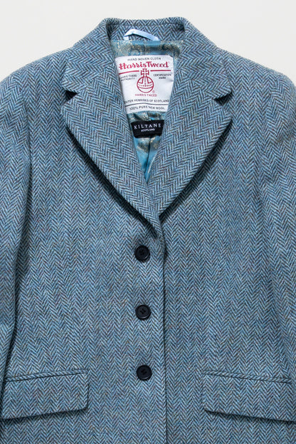 Women's Harris Tweed Claire Blazer - Light Blue Herringbone Mix