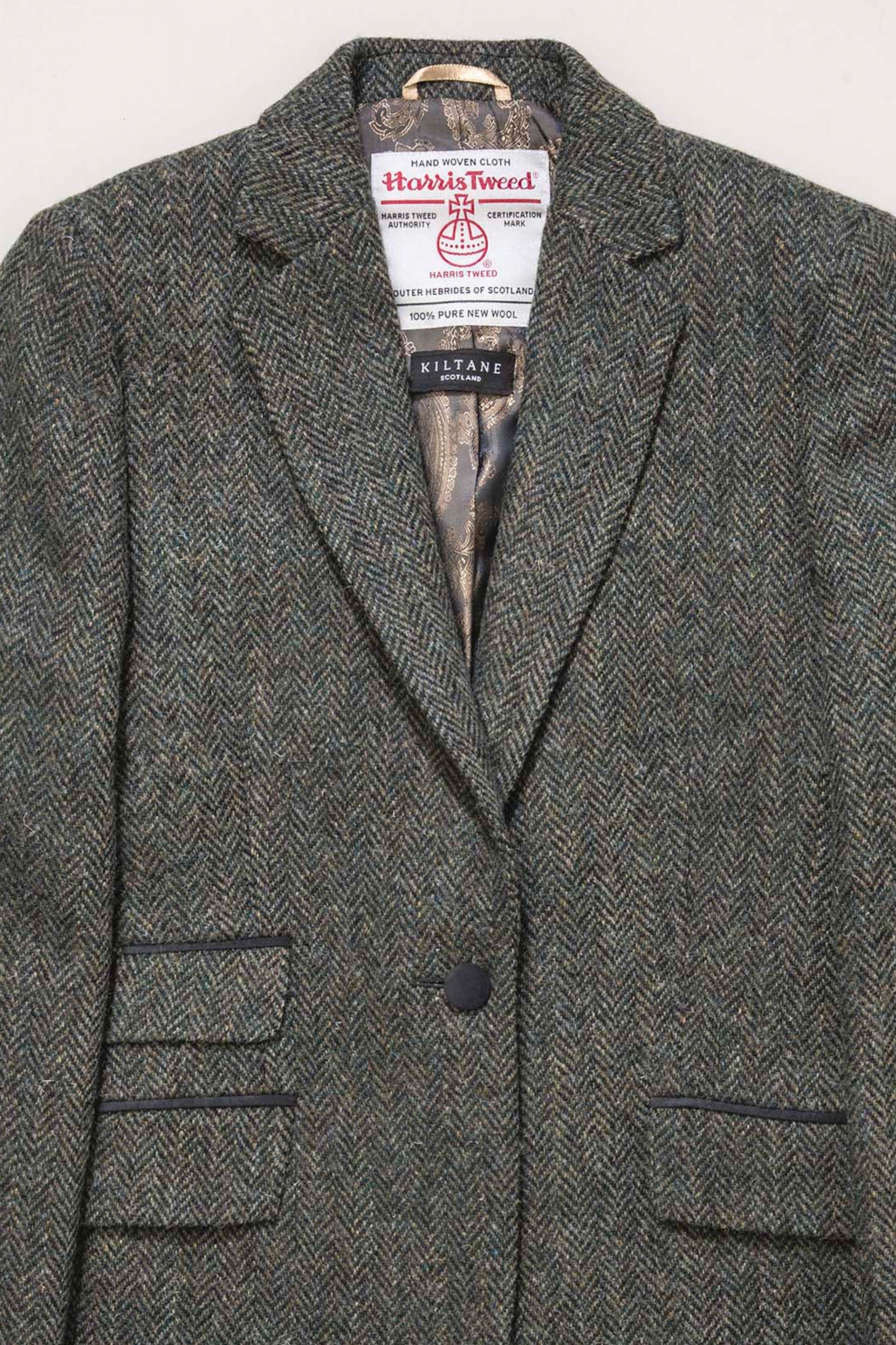 Women's Harris Tweed Janice Blazer - Dark Green Herringbone – Kiltane