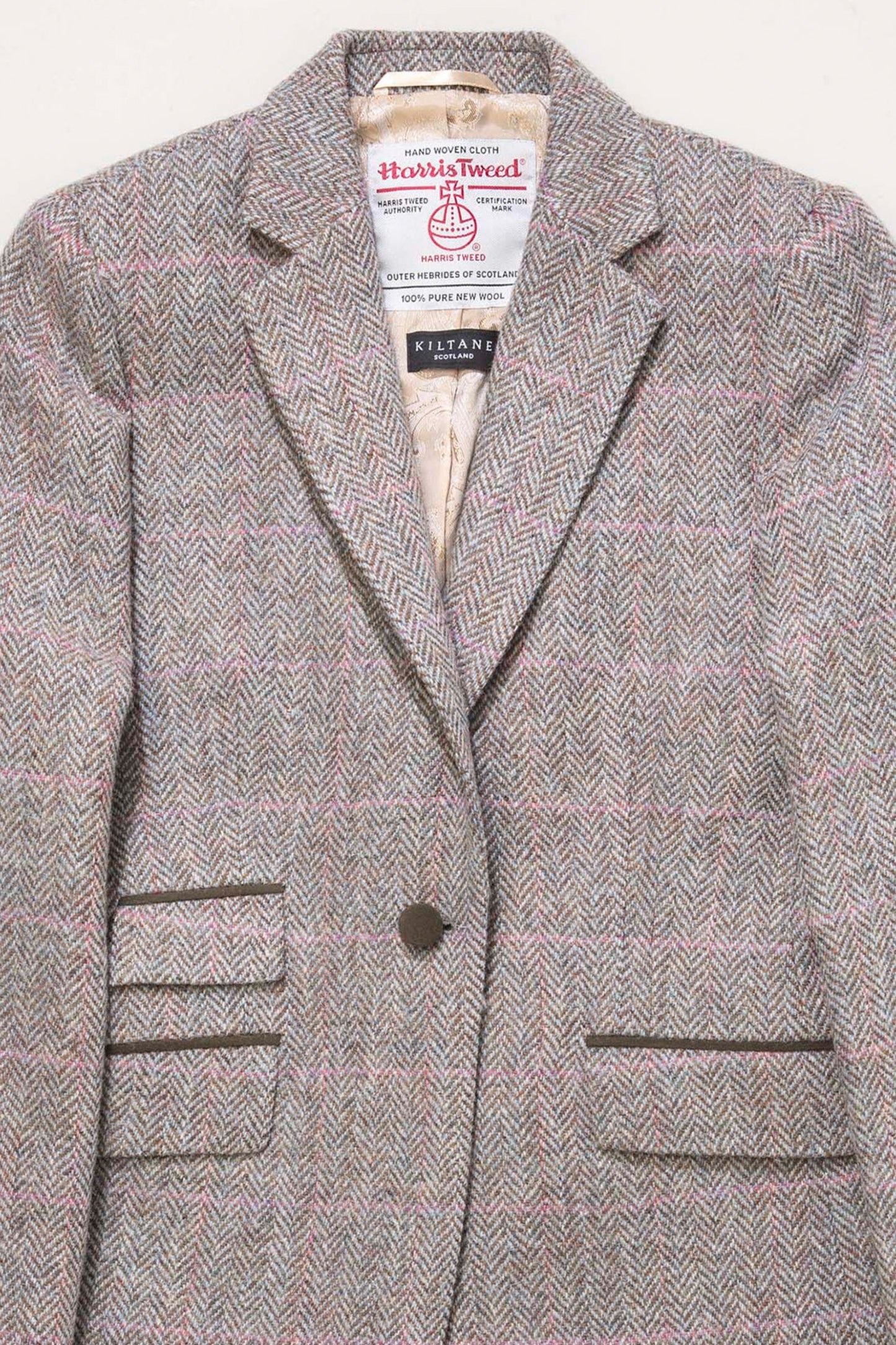 Women's Harris Tweed Janice Blazer - Blue Beige Pink Windowpane