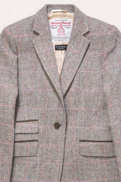 Women's Harris Tweed Janice Blazer - Blue Beige Pink Windowpane
