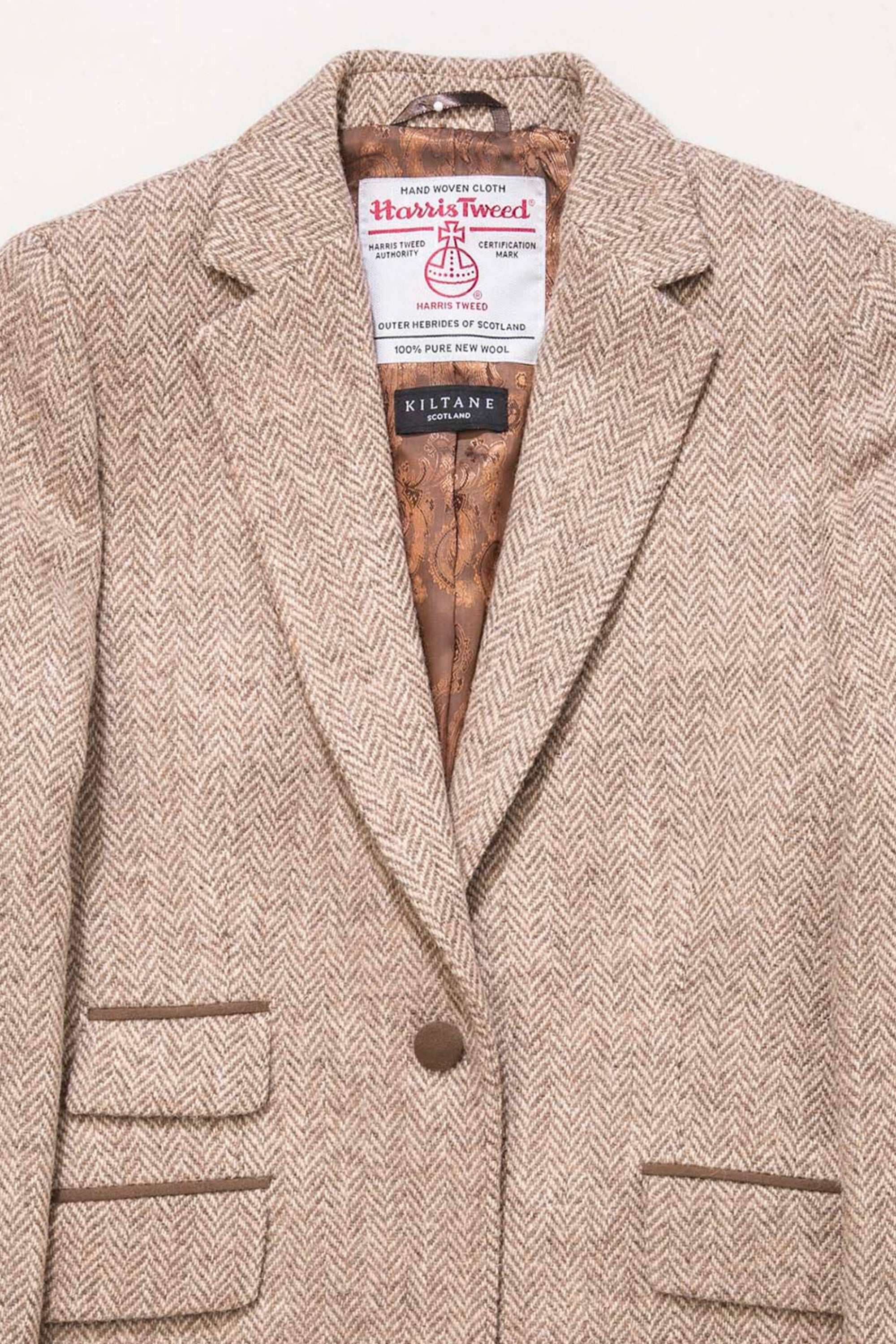 Women's Harris Tweed Janice Blazer - Light Beige Herringbone – Kiltane