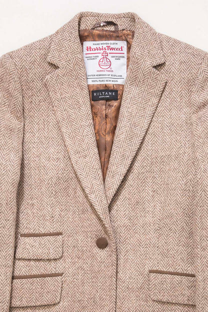 Women's Harris Tweed Janice Blazer - Light Beige Herringbone