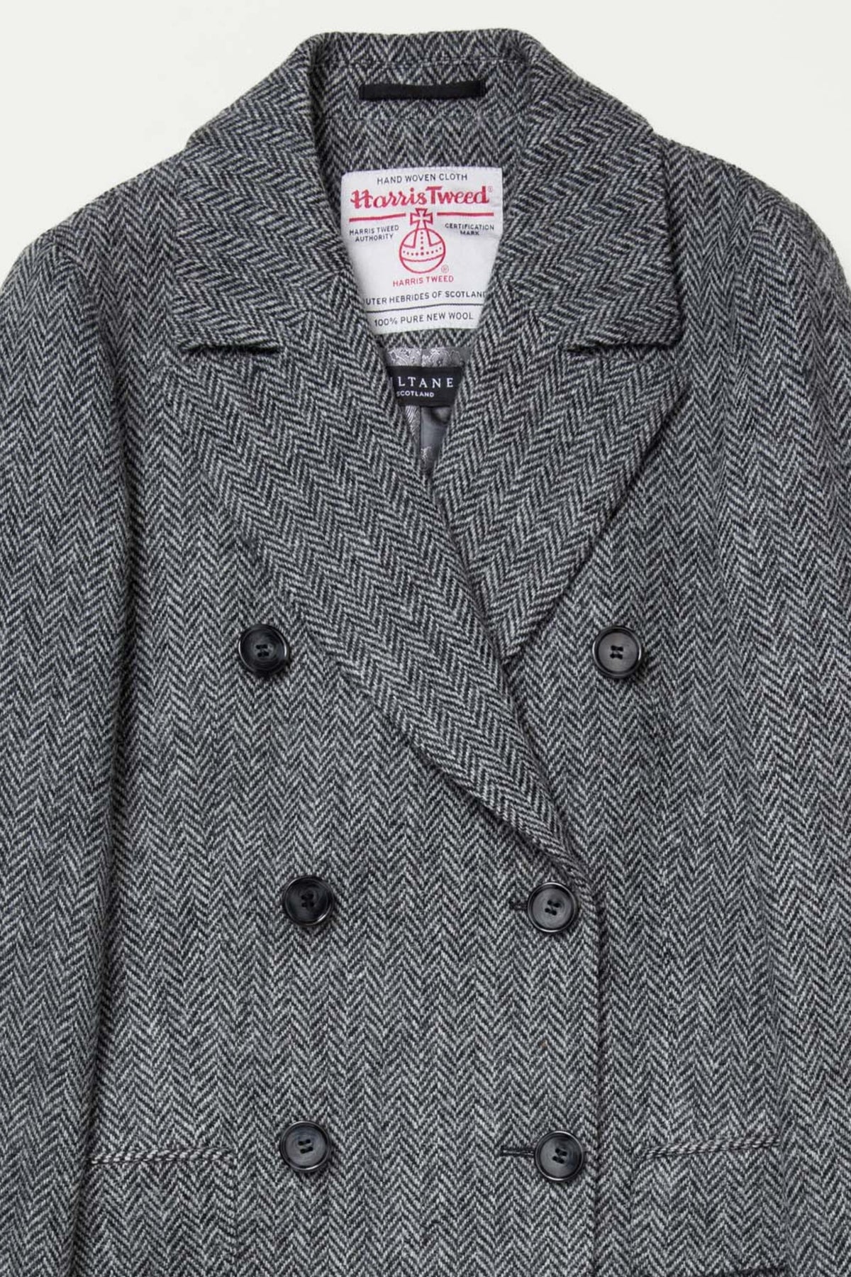 Women's Harris Tweed Melody Coat - Light Grey Herringbone