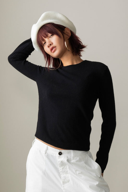Women's Cashmere Crew Neck Jumper - Black