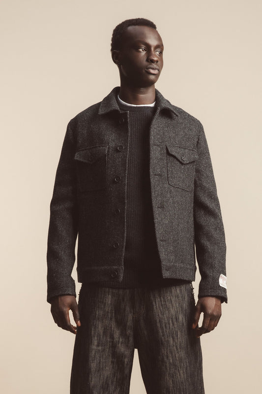 Men's Harris Tweed Sergeant Jacket - Deep Charcoal