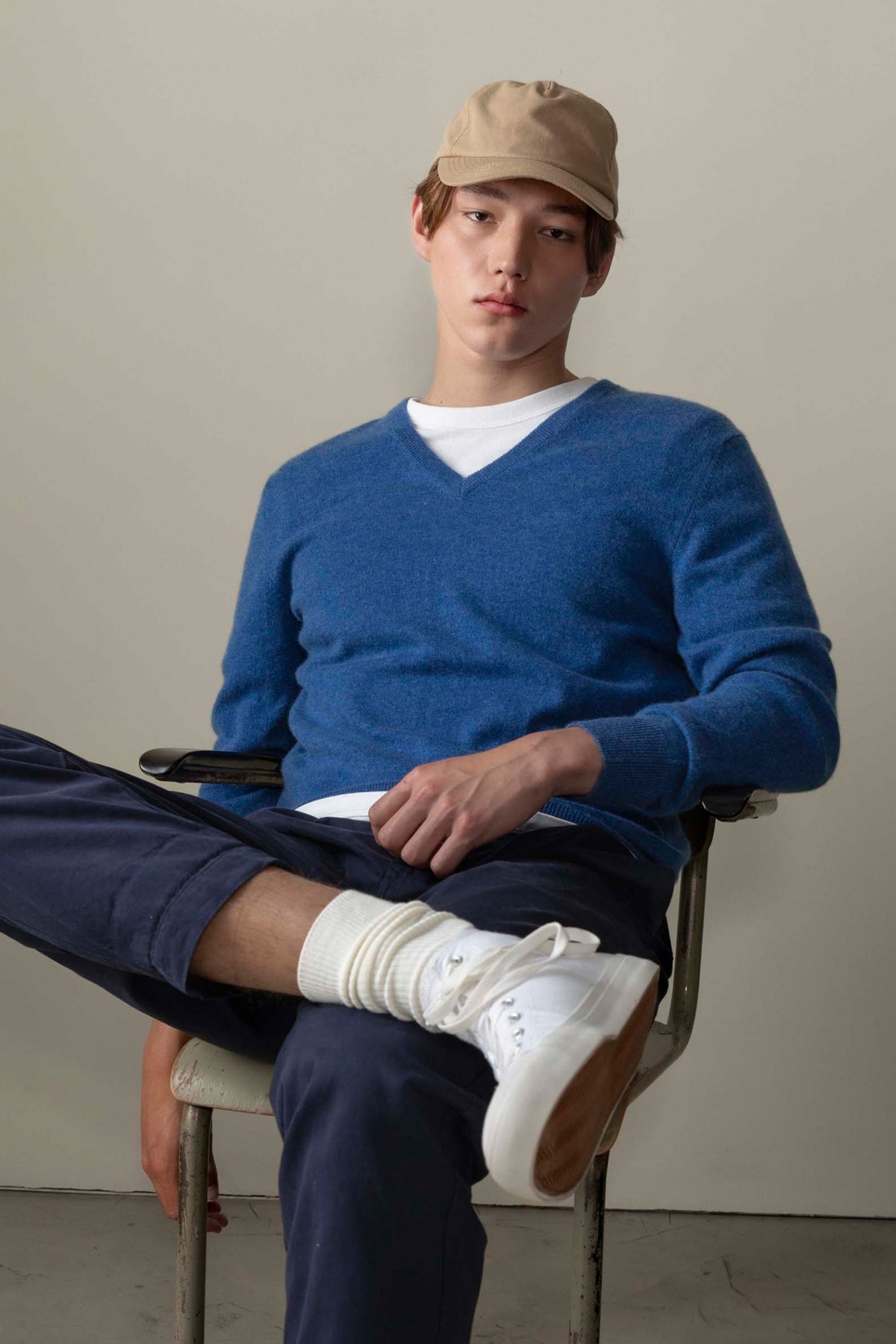 Cashmere V Neck Jumper Denim