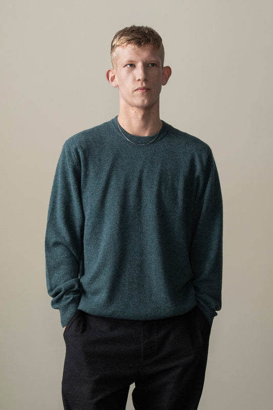 Men's Cashmere Crew Neck Jumper - Haze Green