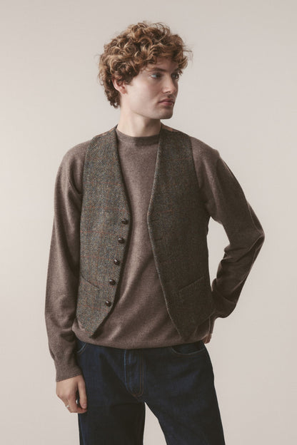 Harris Tweed Iain Waistcoat - Brown Check