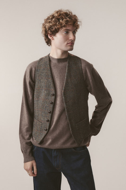 Harris Tweed Iain Waistcoat - Brown Check