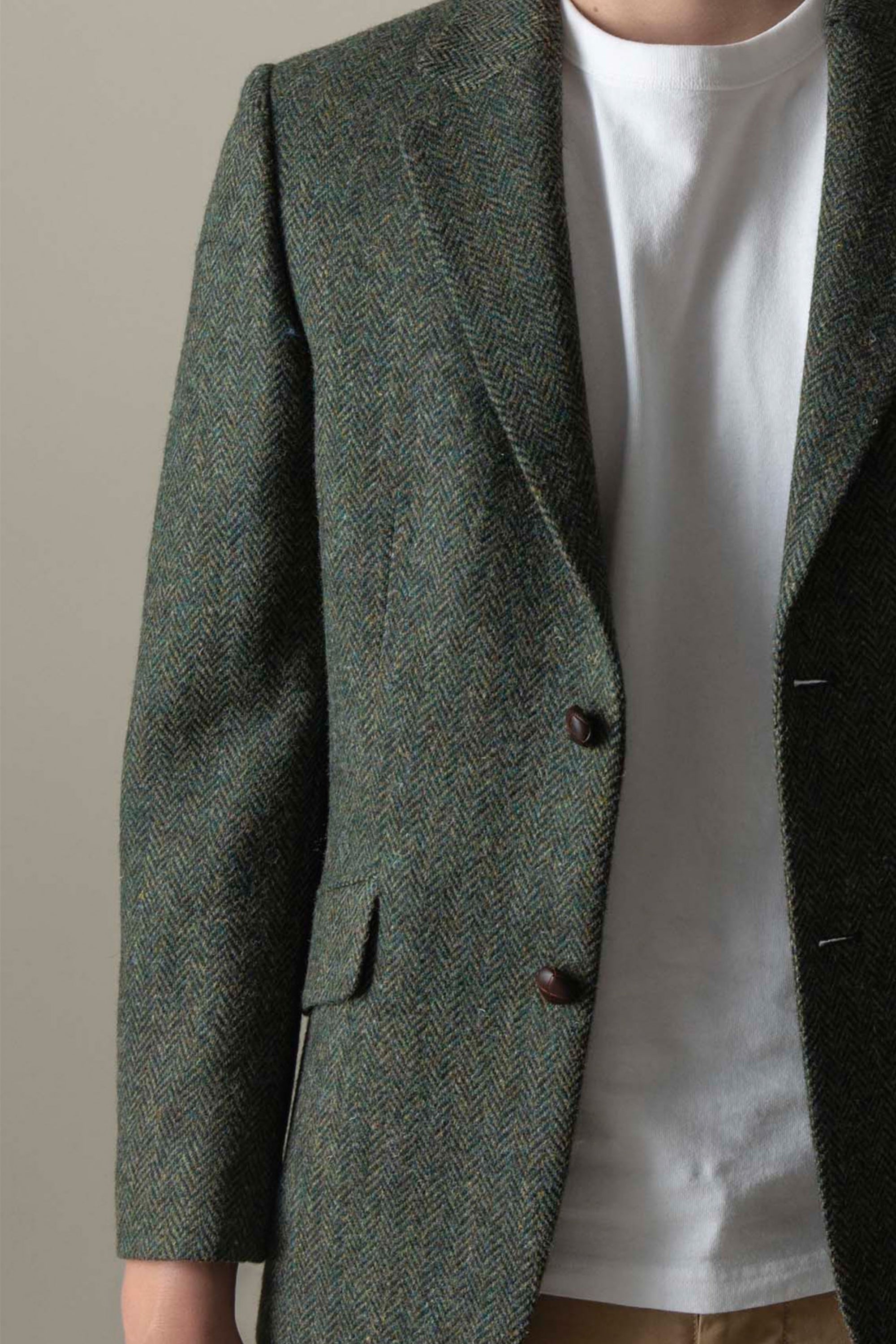 Men's Harris Tweed Finlay Jacket - Dark Green Herringbone – Kiltane