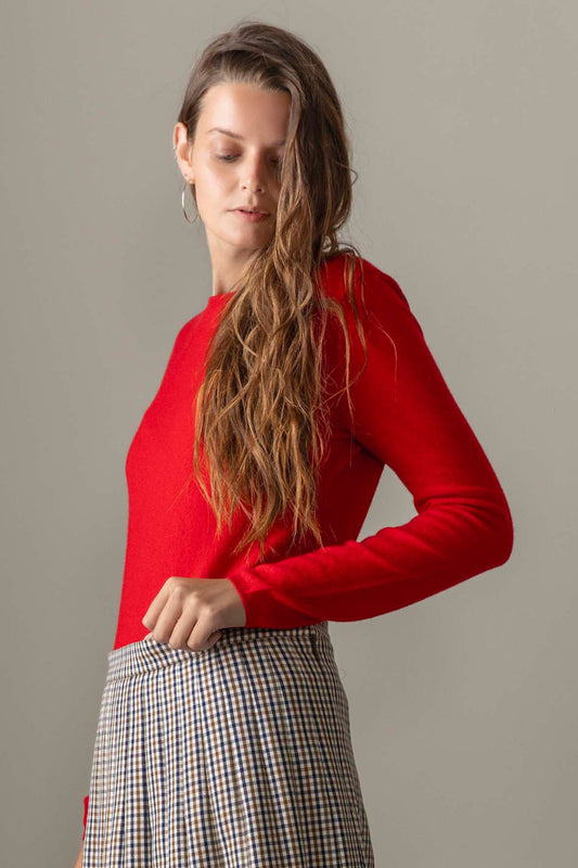 Women's Cashmere Crew Neck Jumper - Red