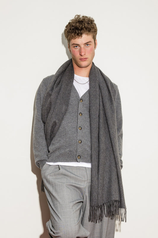 Solid Cashmere Stole - Steinway Grey