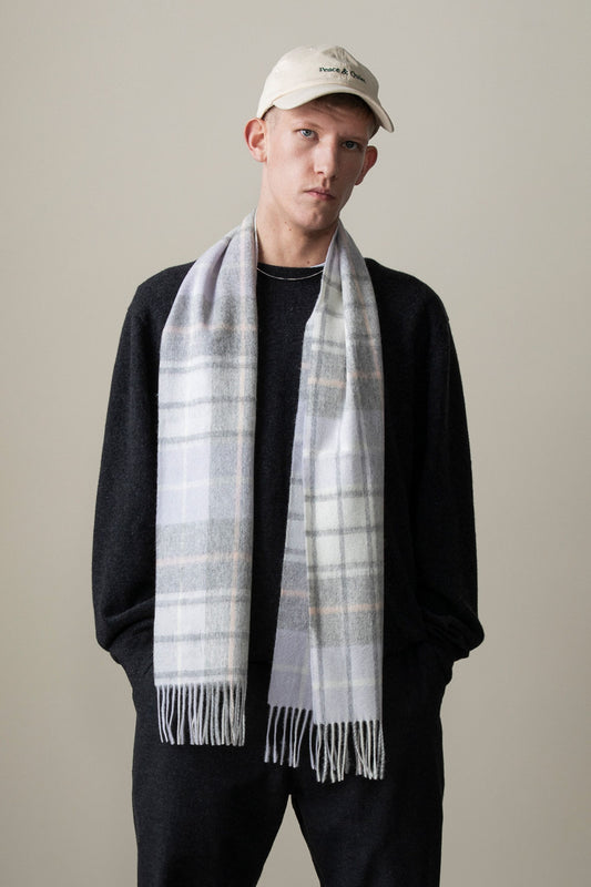 Contemporary Check Lambswool Scarf - Moonshadow