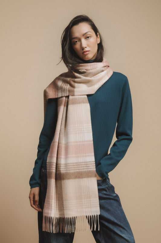 Repeat Edge Cashmere Wide Scarf - Natural