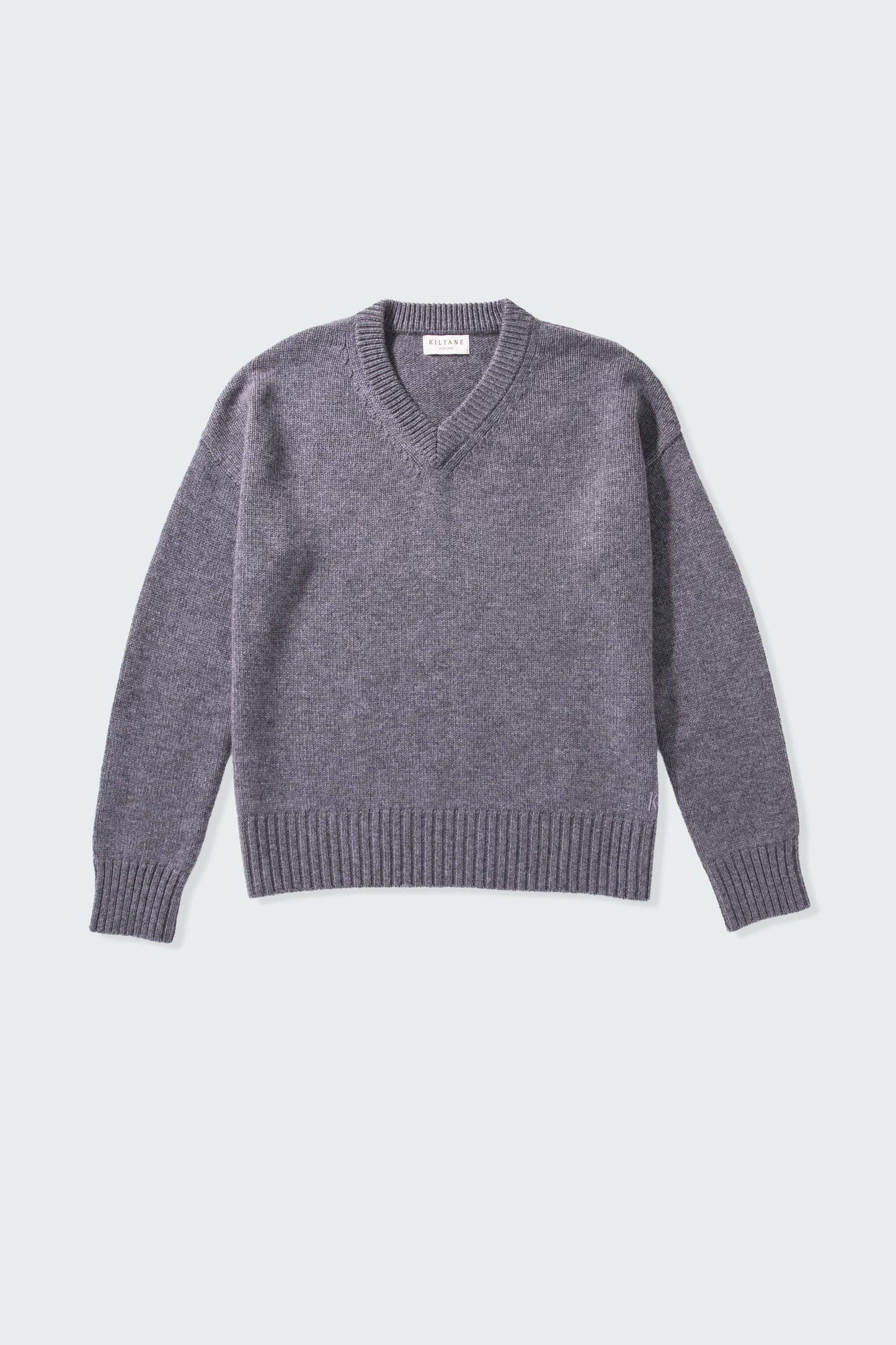 Unisex Cashmere V Neck Jumper - Derby Grey