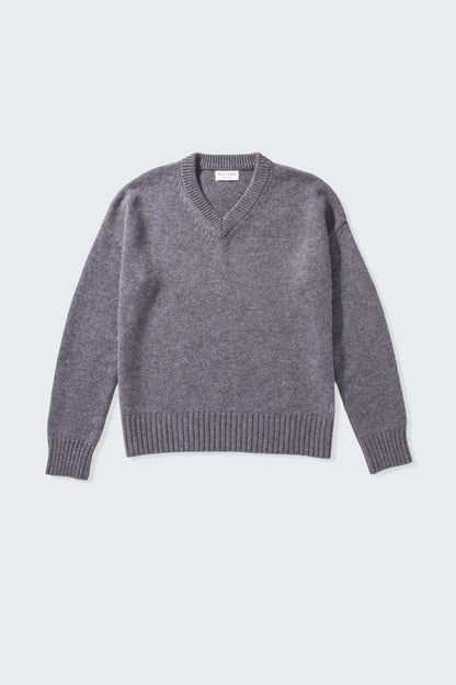 Unisex Cashmere V Neck Jumper - Derby Grey