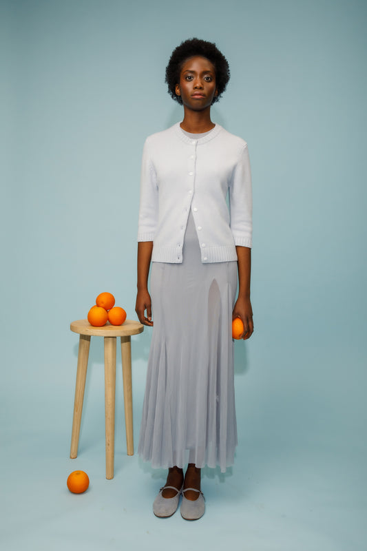 New Town 3/4 Sleeve Cashmere Cardigan - Blue Aura