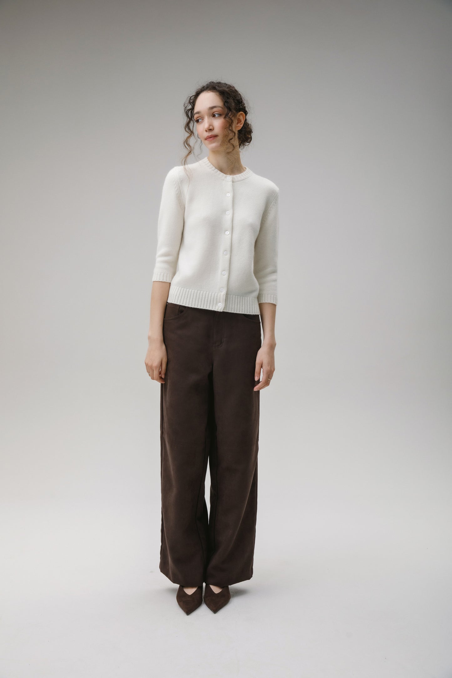 Women's New Town 3/4 Sleeve Cashmere Cardigan - Soft White
