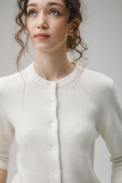 Women's New Town 3/4 Sleeve Cashmere Cardigan - Soft White