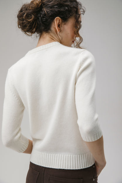 Women's New Town 3/4 Sleeve Cashmere Cardigan - Soft White