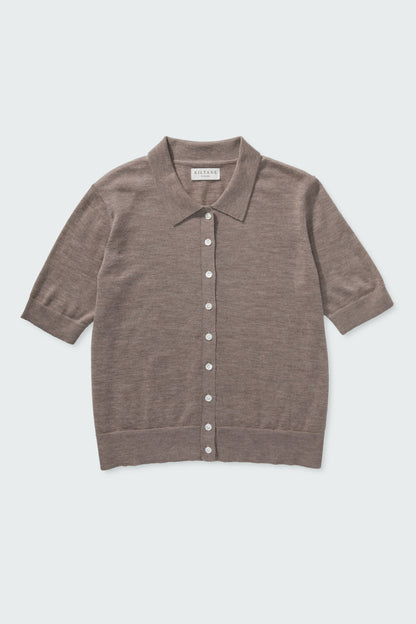 Women's Cashmere Polo Cardigan - Taupe