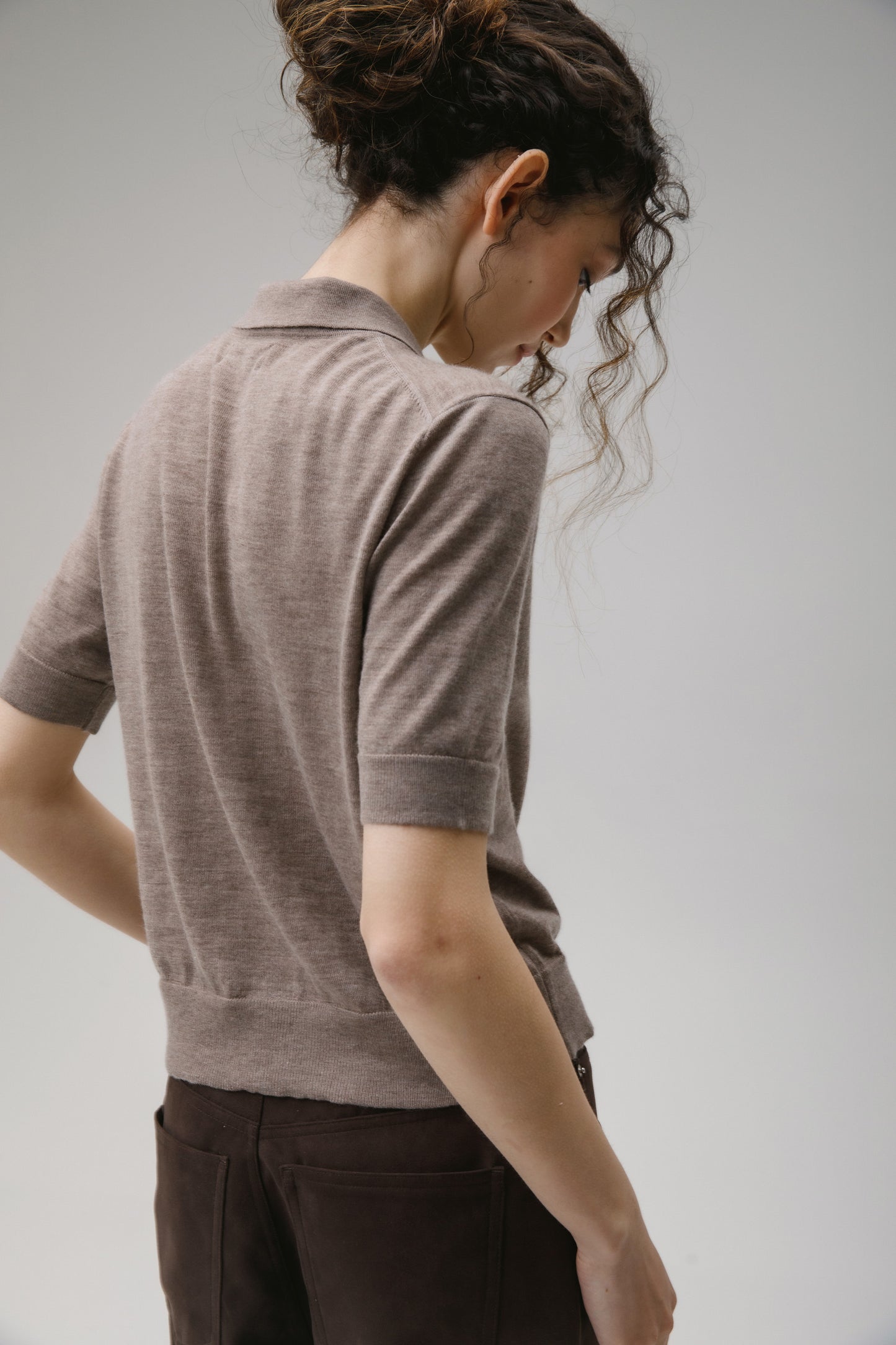 Women's Cashmere Polo Cardigan - Taupe
