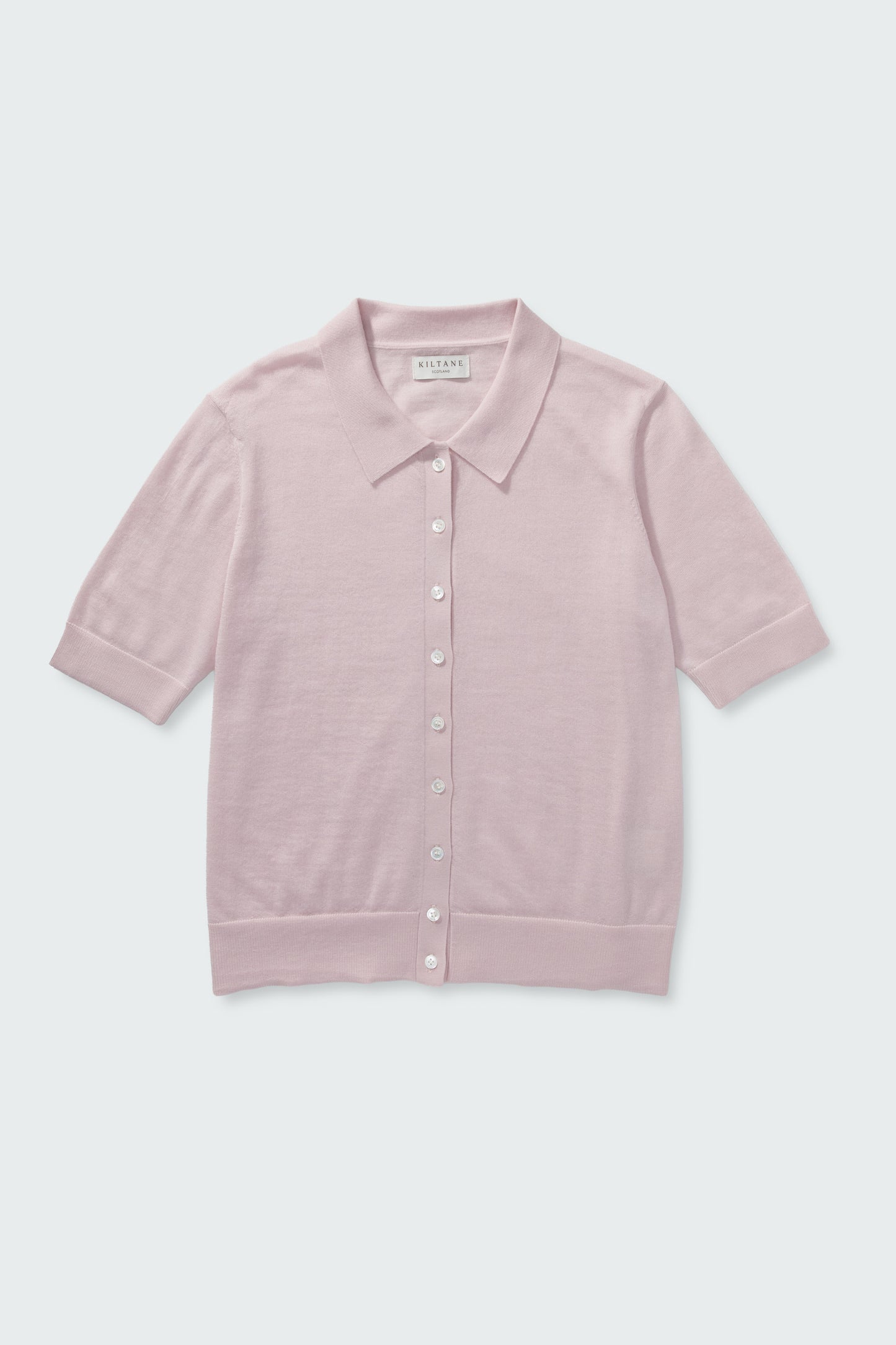Women's Cashmere Polo Cardigan - Soft Pink