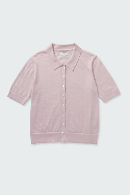 Women's Cashmere Polo Cardigan - Soft Pink