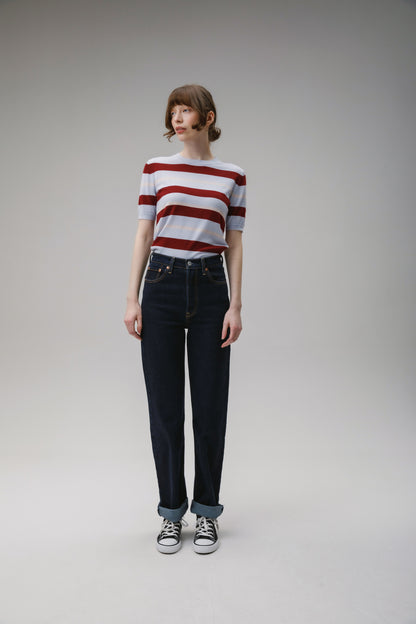 Stockbridge Stripe Cashmere T-Shirt - Pale Blue