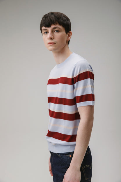 Stockbridge Stripe Cashmere T-Shirt - Pale Blue