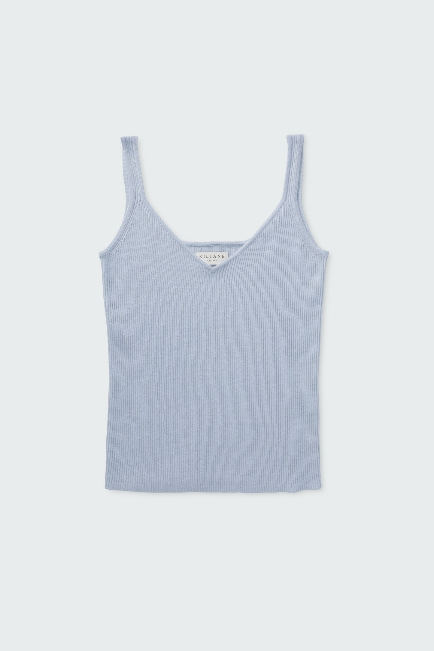 Women's Strappy Ribbed Cashmere Vest - Pale Blue