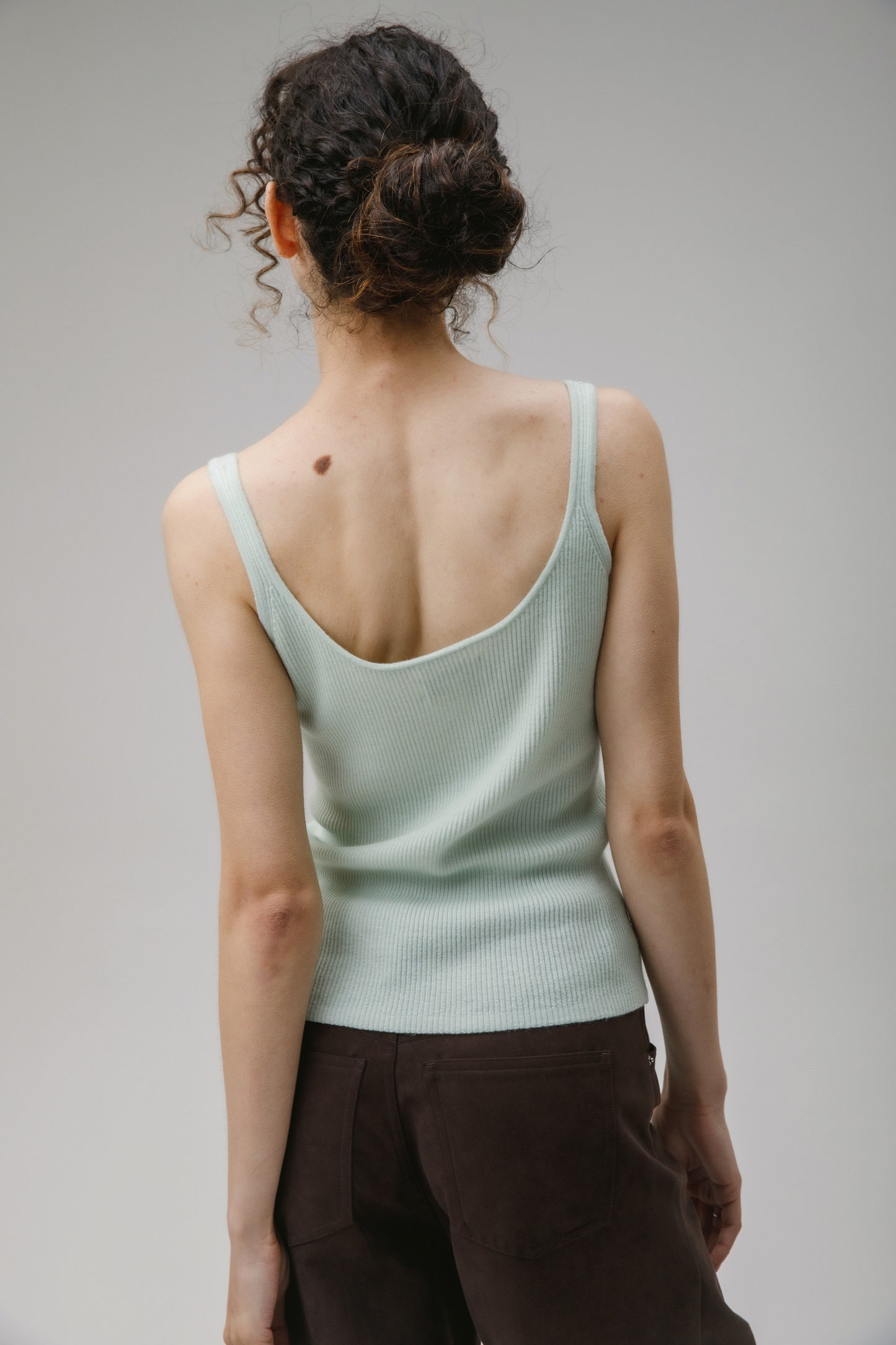 Strappy Ribbed Cashmere Vest - Pale Green