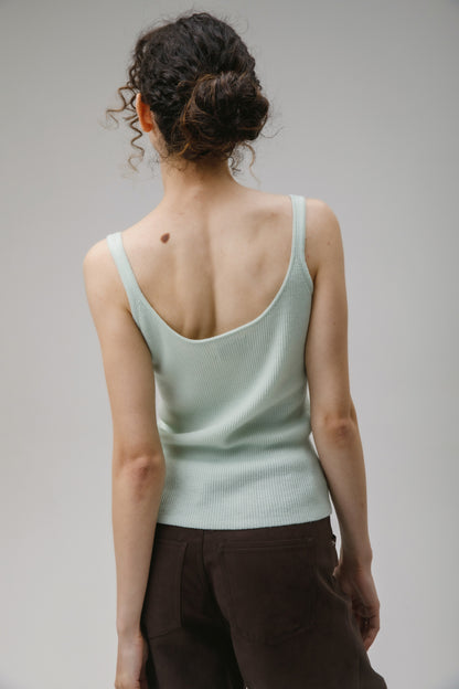 Strappy Ribbed Cashmere Vest - Pale Green