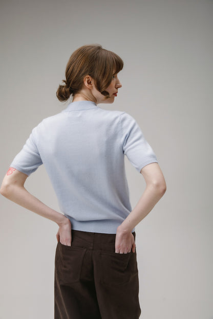 Trinity Cashmere T-shirt - Blue Aura