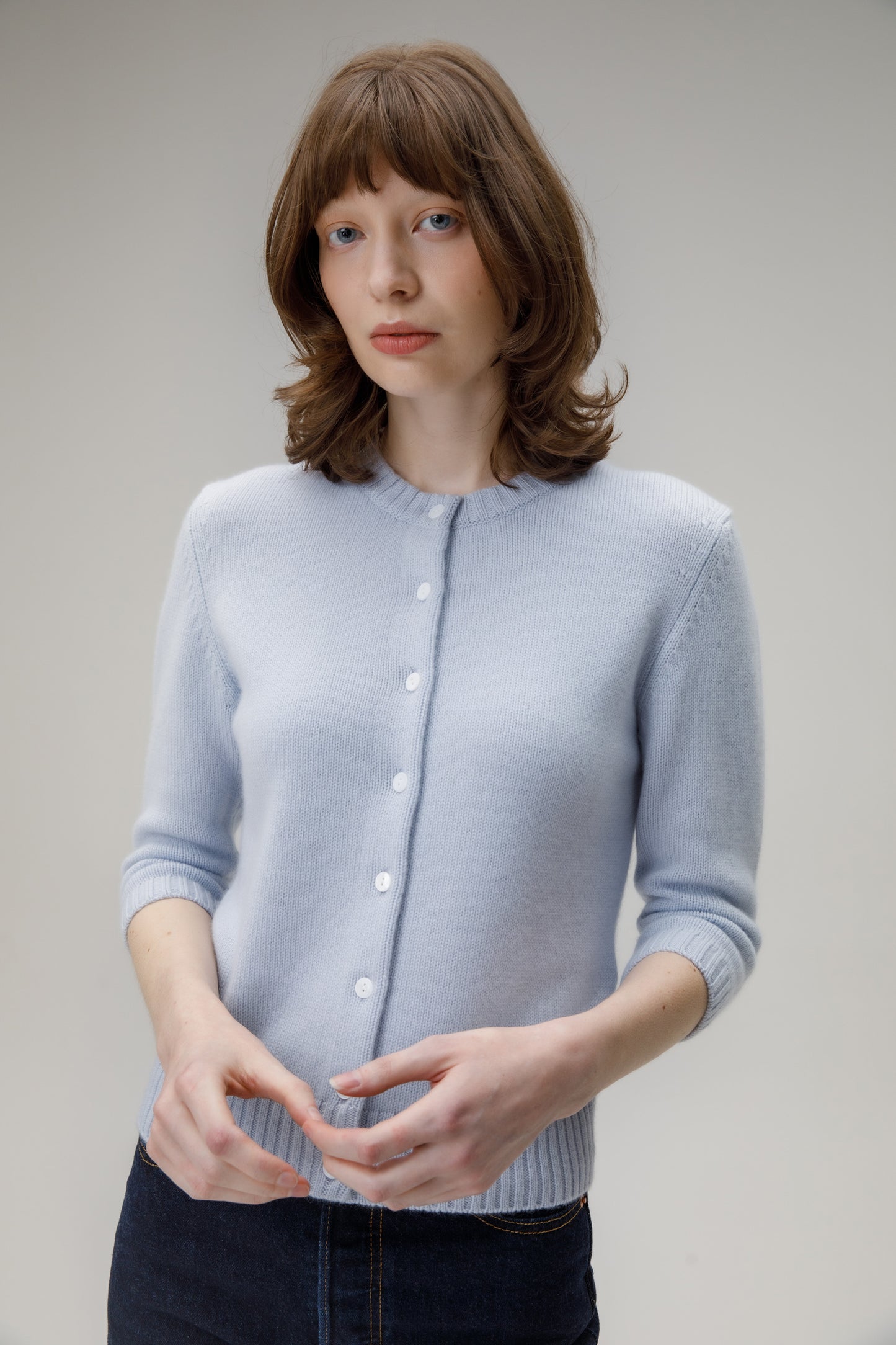 Women's New Town 3/4 Sleeve Cashmere Cardigan - Blue Aura