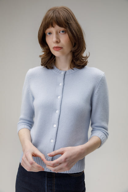 Women's New Town 3/4 Sleeve Cashmere Cardigan - Blue Aura