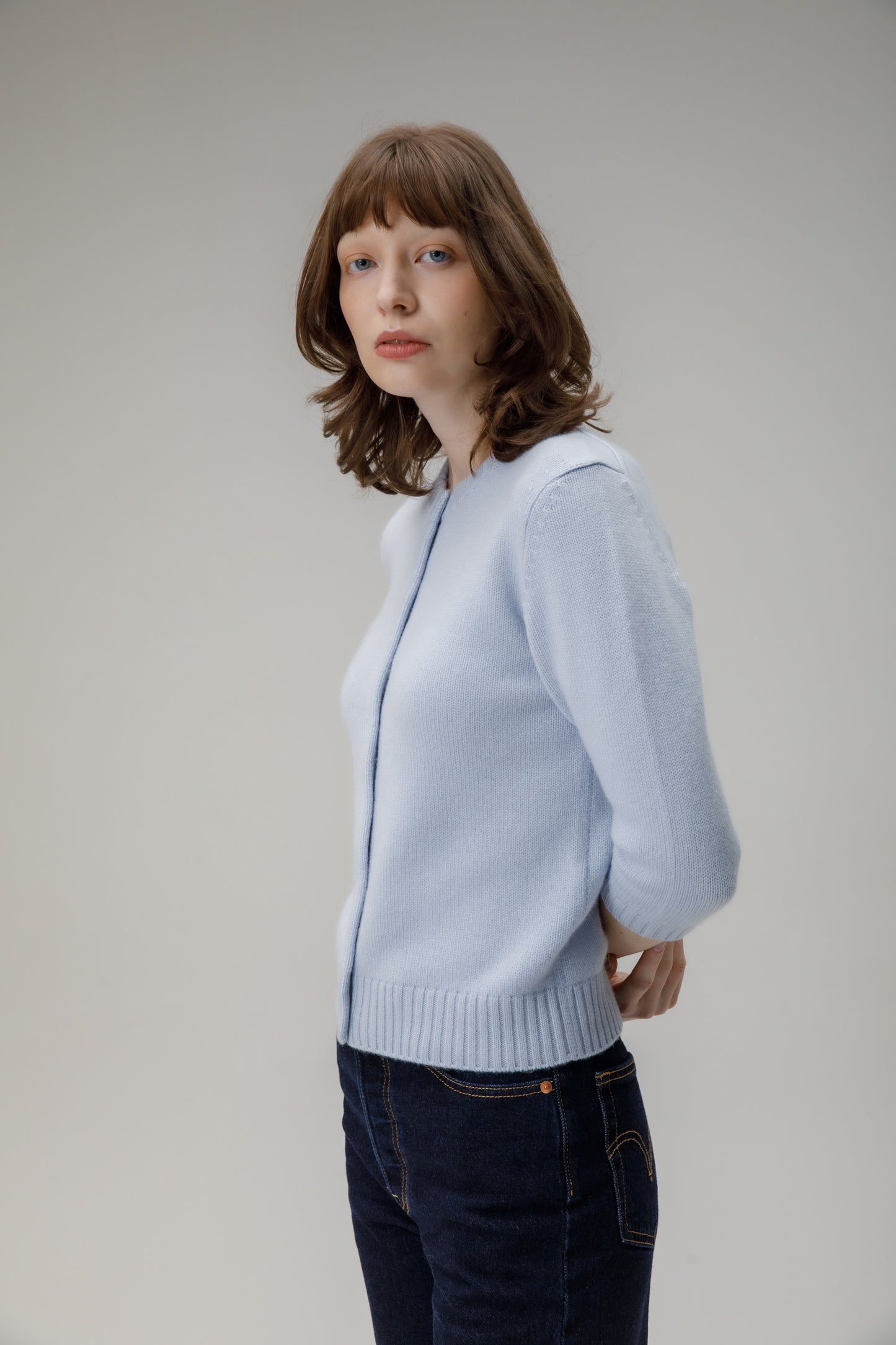 Women's New Town 3/4 Sleeve Cashmere Cardigan - Blue Aura