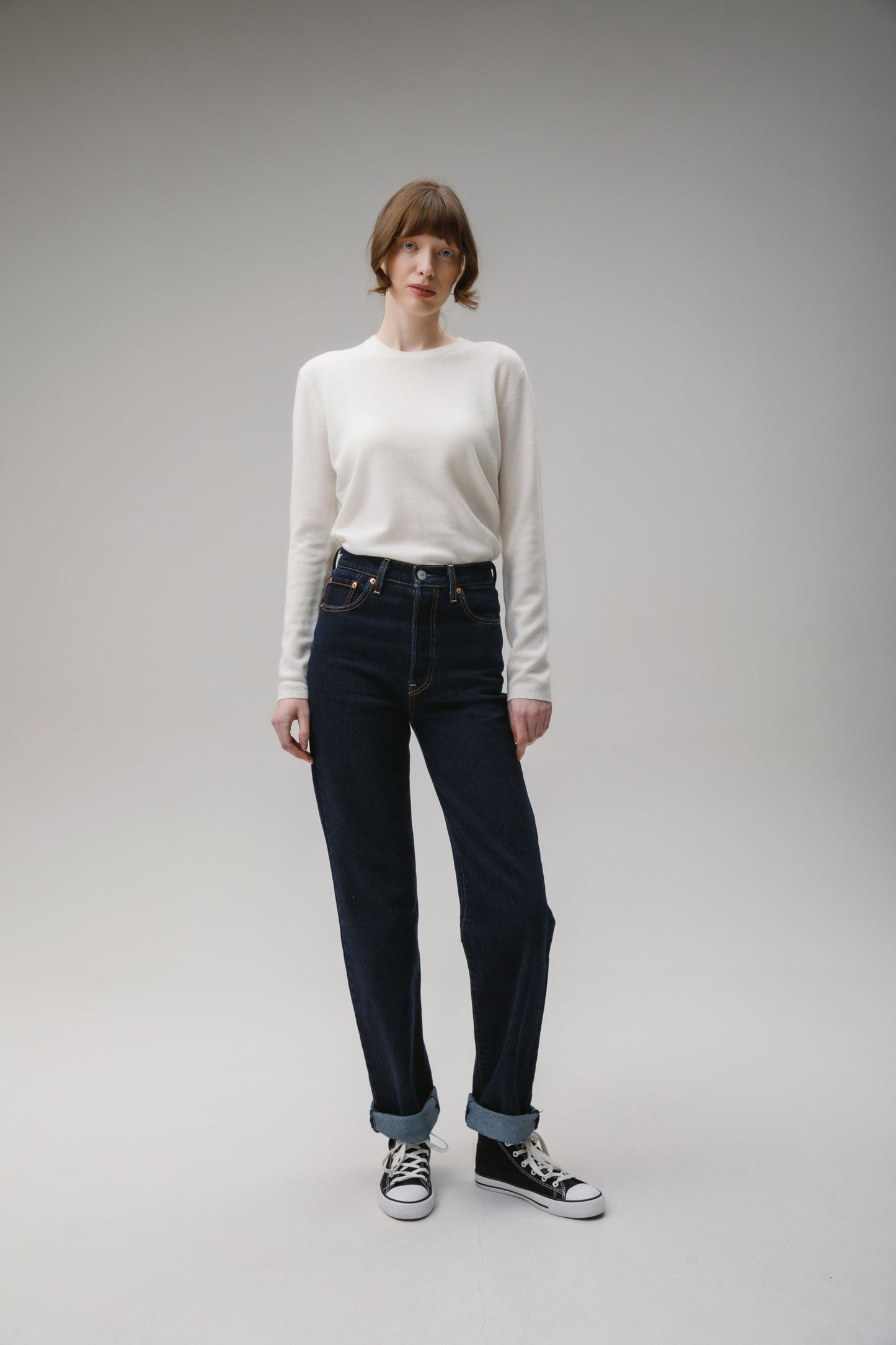 Women's Cashmere Crew Neck Jumper - Soft Cream