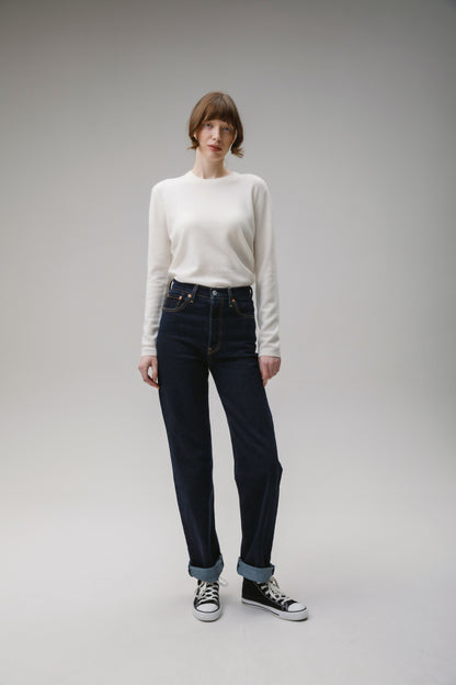 Women's Cashmere Crew Neck Jumper - Soft Cream